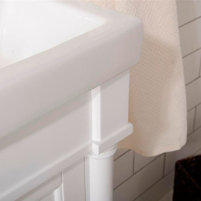 Contemporary 18" White Ceramic Bathroom Vanity Set with Pre-Drilled Faucet Hole – Single Door Cabinet