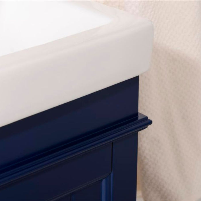Ambrosia Blue 18" Bathroom Vanity Cabinet with White Ceramic Top – Contemporary Single Faucet Ready