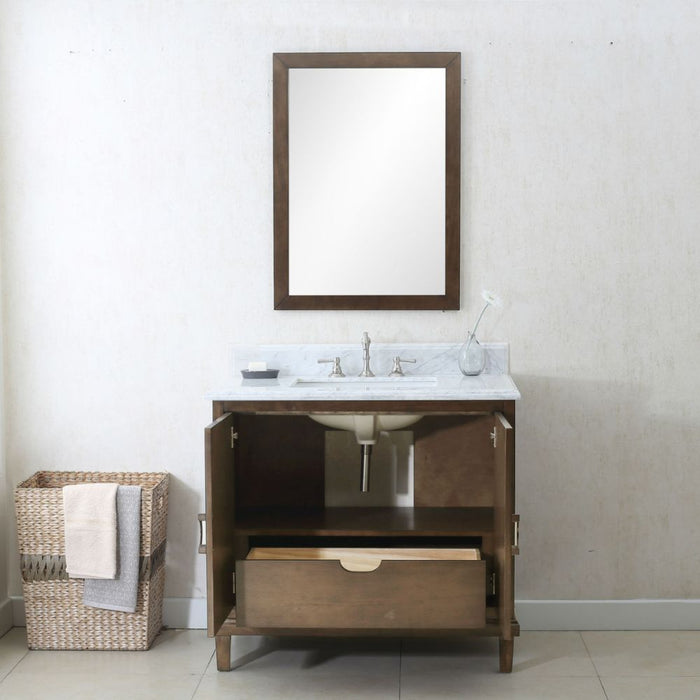 Milly 36" Wood Bathroom Sink Vanity - Antique Coffee, No Faucet