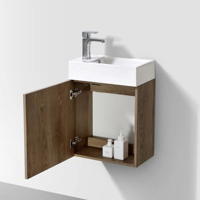 Bliss 18" Butternut Wall Mount Modern Bathroom Vanity