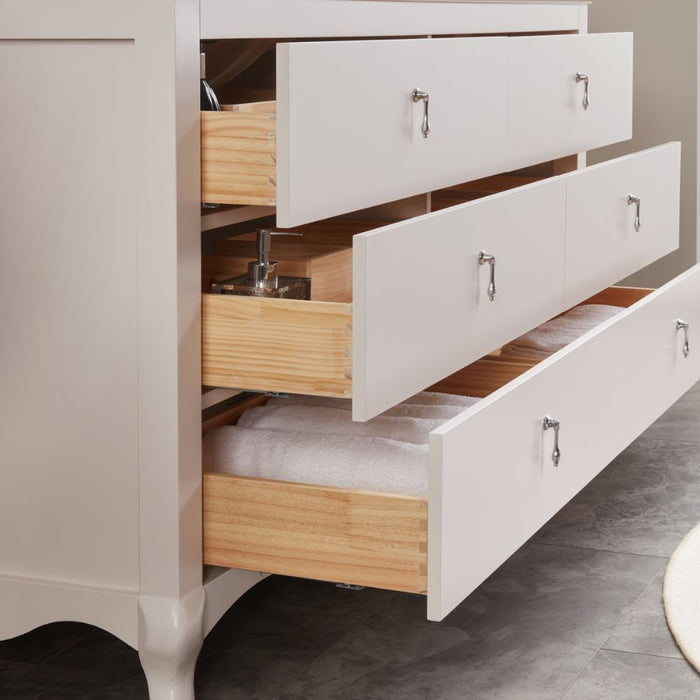 Lovy 60" Silver Strand Finish Single Sink Vanity with 1" Stone Top & 6 Dovetail Drawers