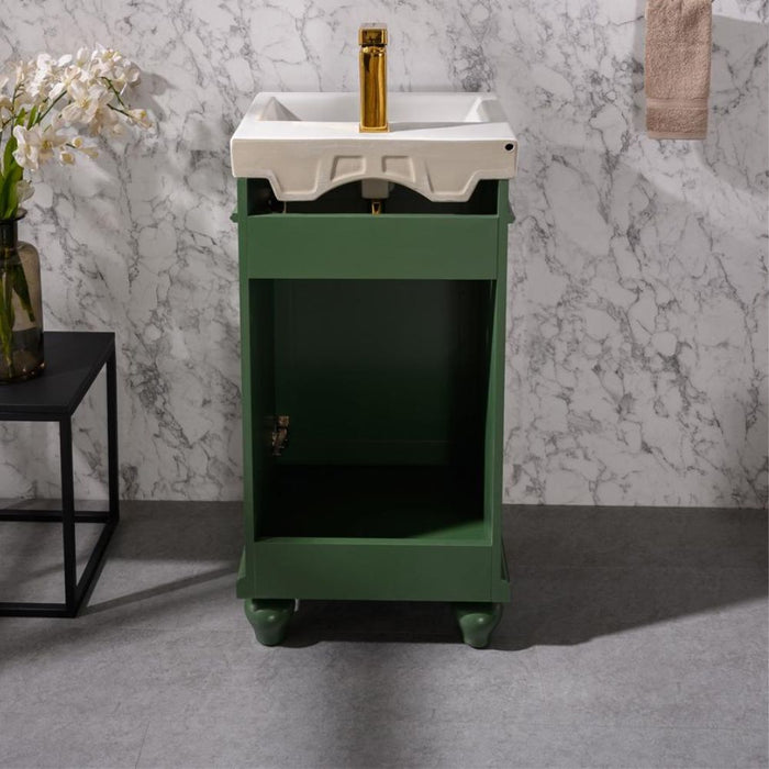 Bellamy 18" Green White Ceramic Sink Vanity – Compact Single Faucet Hole Design