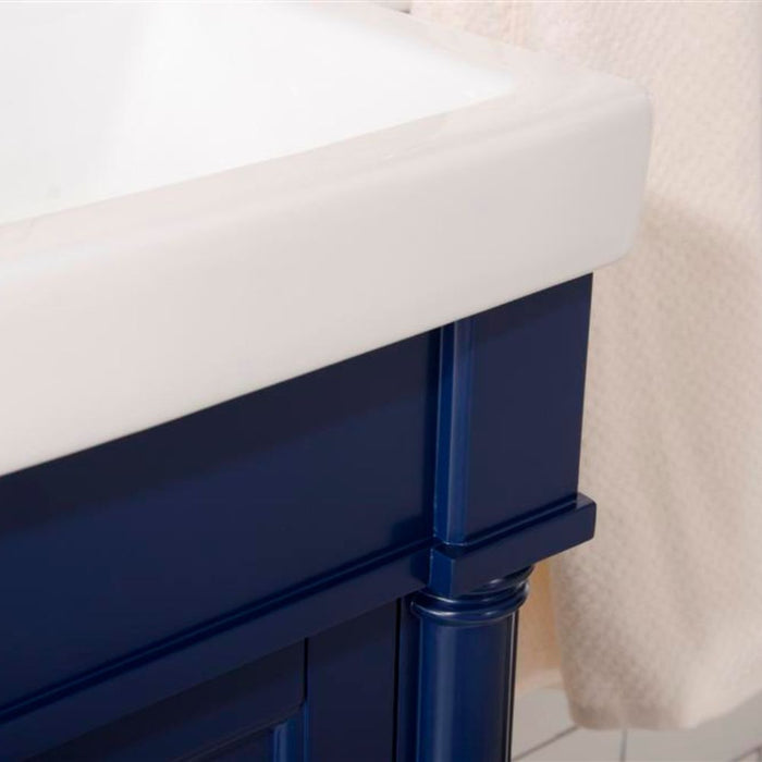 Amara 18" Blue Single Door Vanity with White Ceramic Top - Modern Bathroom Sink Cabinet