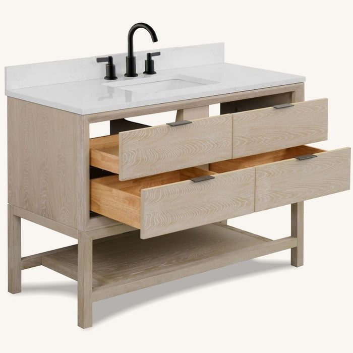 Parkson 48" Whitewashed Oak Single Bathroom Vanity – Contemporary Leg Style with 2-Drawer Storage