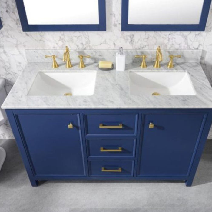 Gardner 54" Modern Double Sink Bathroom Vanity Pewter Green Finish Blue Stone Top with Storage Cabinet and Drawers