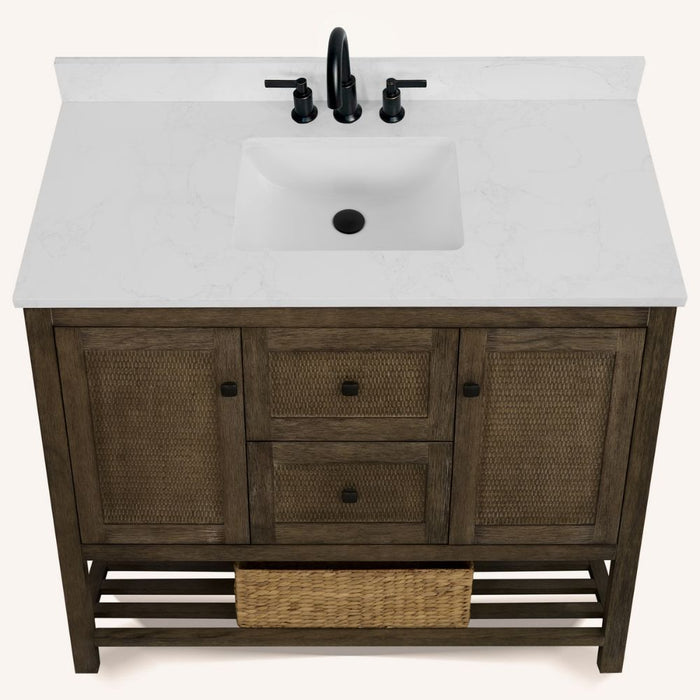 Edeline 48" White Stone Vanity – Modern Bathroom Cabinet with Undermount Sink & Storage