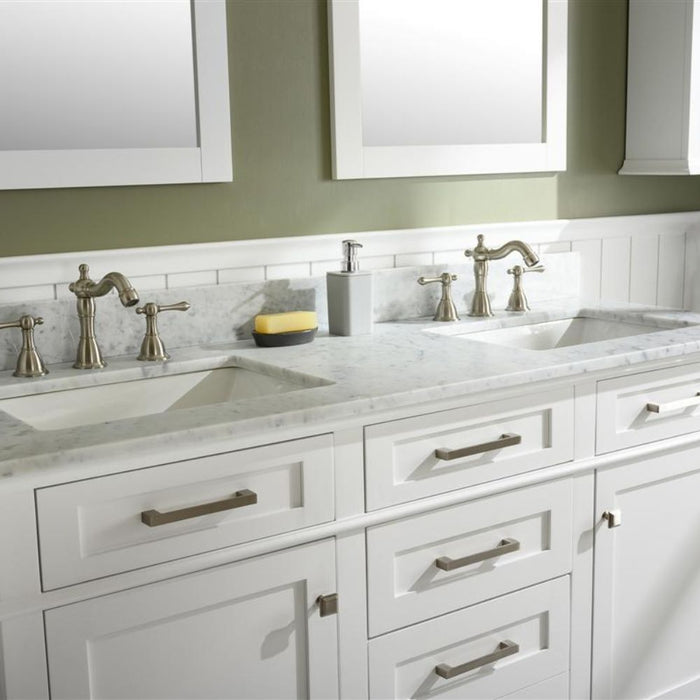 Sandrine 60" White Wood Double Vanity – Carrara Top & Storage Drawers