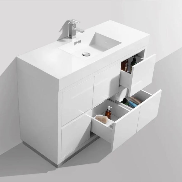 Bliss 48" High Gloss White Free Standing Modern Bathroom Vanity
