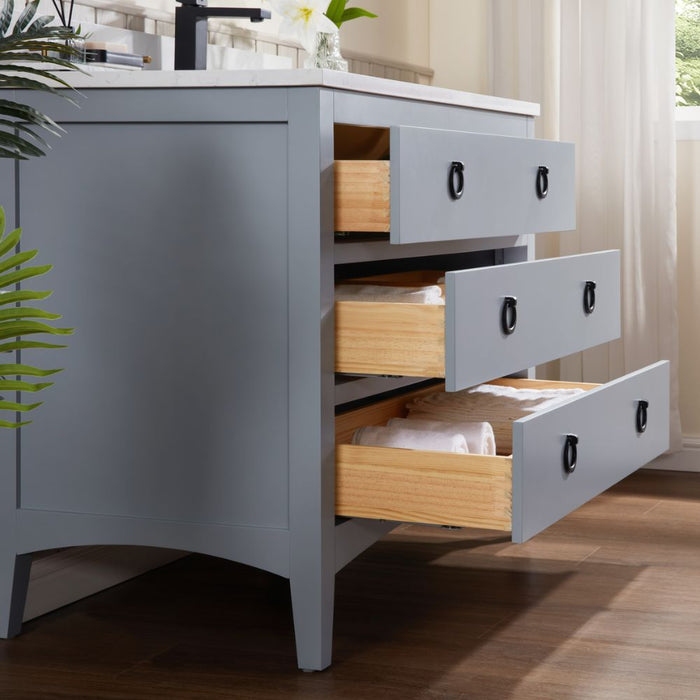 42" Lancashire Cadet Solid Wood Bathroom Vanity with Artificial Stone Top & Soft-Close Drawers