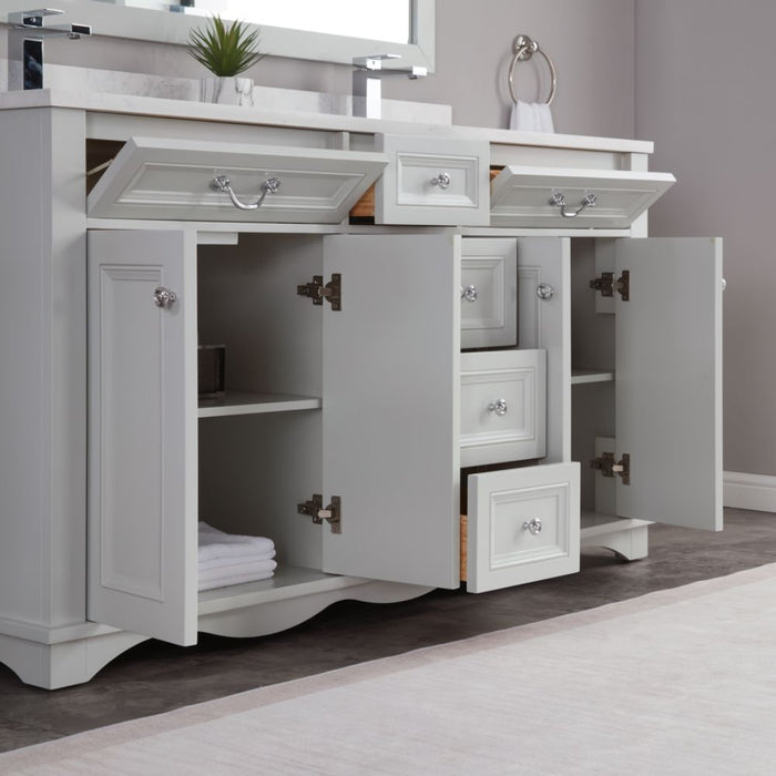 Eline 60" Silver Strand Finish Bathroom Vanity - Solid Wood Single Sink with Undermounted Basin