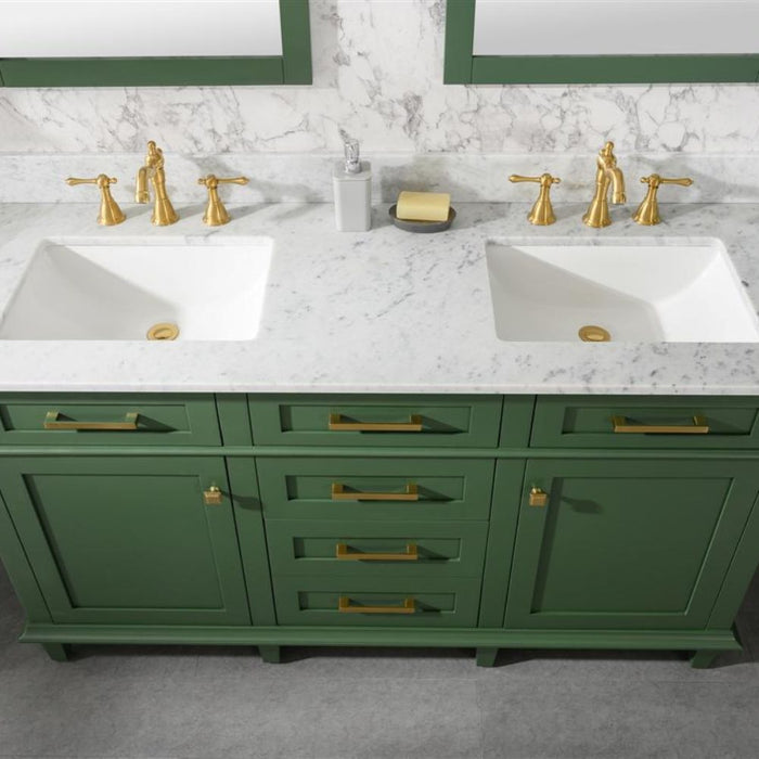 60" Caramay Green Double Vanity – Marble Top, Modern Bathroom Style