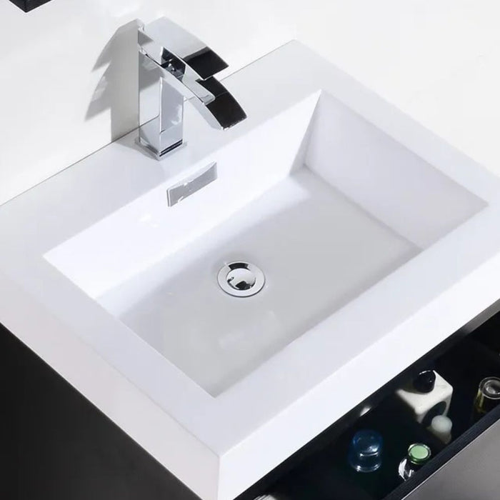 Mora 24" Black Composite Sink Bathroom Vanity – Modern Free Standing with Push-Open Storage