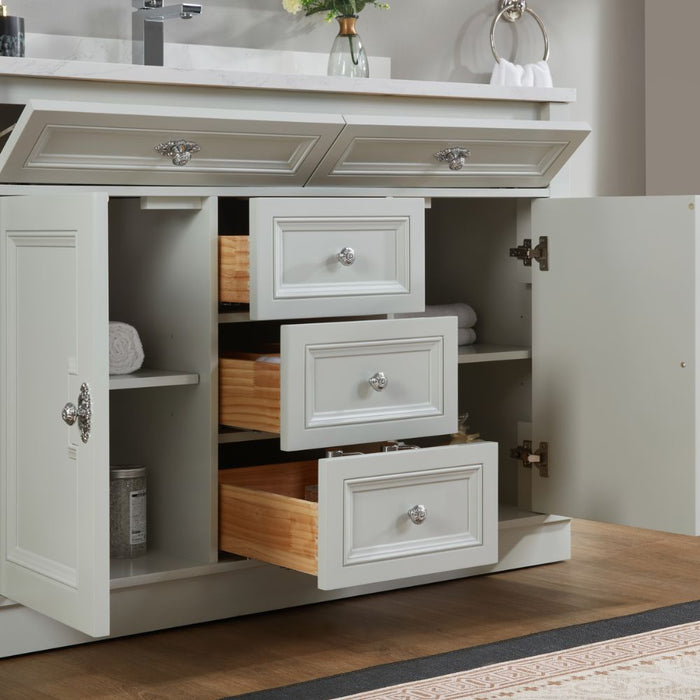 Hildon 48" Silver Strand Wood Bathroom Vanity with Artificial Stone Countertop and Soft Close Storage