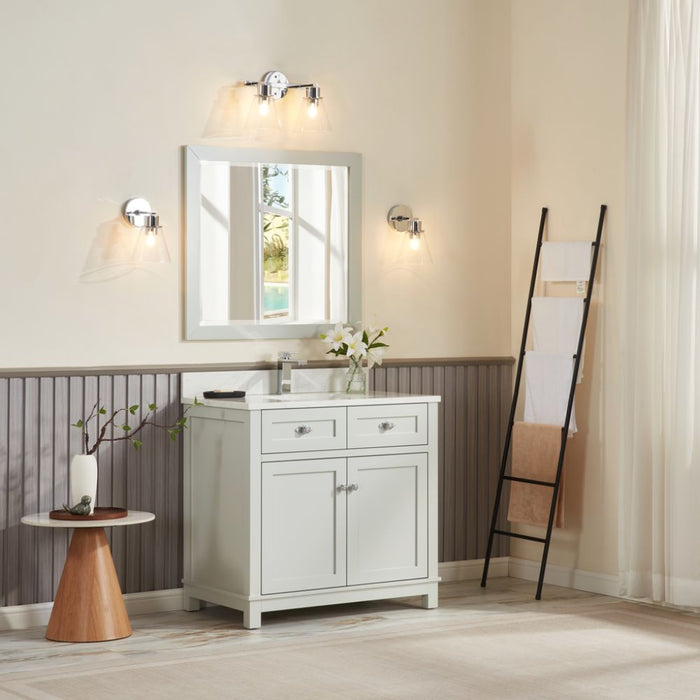 36" Silver Strand Finish Solid Wood Sink Vanity With 1" Artificial Stone Top