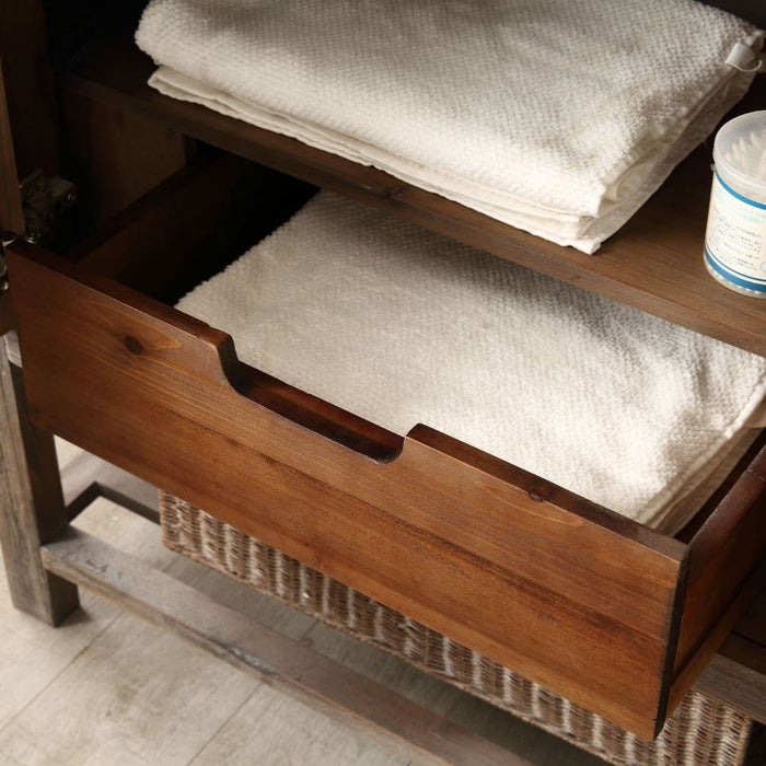 Aurelie 60" Modern Solid Wood Bathroom Vanity - Moon Stone Top, 4 Doors, 2 Drawers, No Faucet