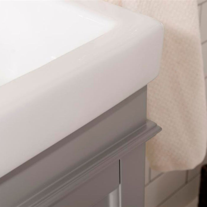 Aria 18" Gray Free-Standing Bathroom Vanity with White Ceramic Sink Top - Small Space Solution