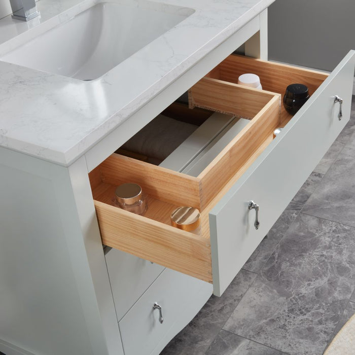 Kari 36" Vanity in Silver Finish – Solid Wood with Artificial Stone Countertop