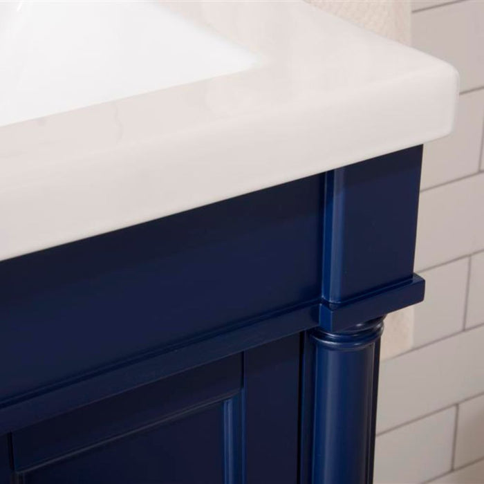 Blaze 24" Blue Sink Vanity Cabinet – Modern Bathroom Vanity with Ceramic Top