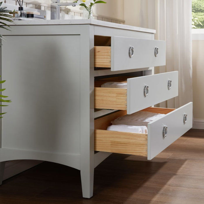 Agnew Silver Strand 42" Silver Sink Vanity – Solid Wood, Artificial Stone Top, Soft-Close Drawers