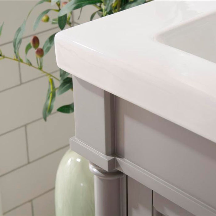 Calla 24" Gray Vanity Cabinet with White Ceramic Sink – Compact Bathroom Storage Solution
