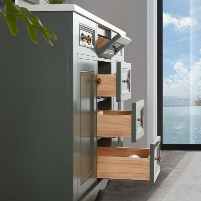 Vivaldi 48" Vivaldi Pewter Green Bathroom Vanity - Solid Wood Construction with 1" Artificial Stone Top & Soft Close Drawers