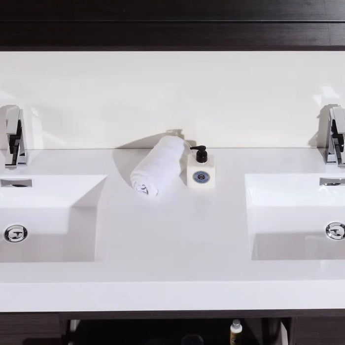 Ophelia 60" Gray Oak Marine Veneer Double Sink Wall Mount Vanity – Modern Waterproof Design