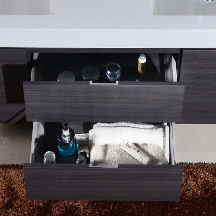 Ophelia 60" Gray Oak Marine Veneer Double Sink Wall Mount Vanity – Modern Waterproof Design