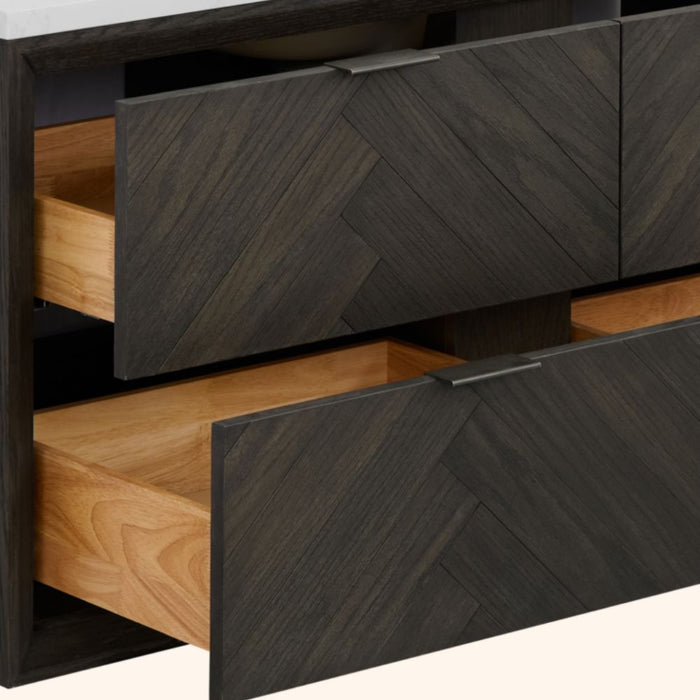 Davina 48" Brown Oak Single Vanity – Freestanding Design with White Artificial Stone & Rectangle Basin