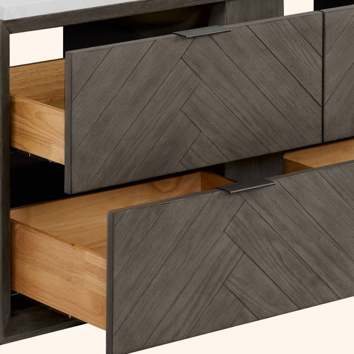 Cosmo Classic 48" Grey Oak Free-Standing Bathroom Vanity – Modern 4-Drawer with White Artificial Stone Top
