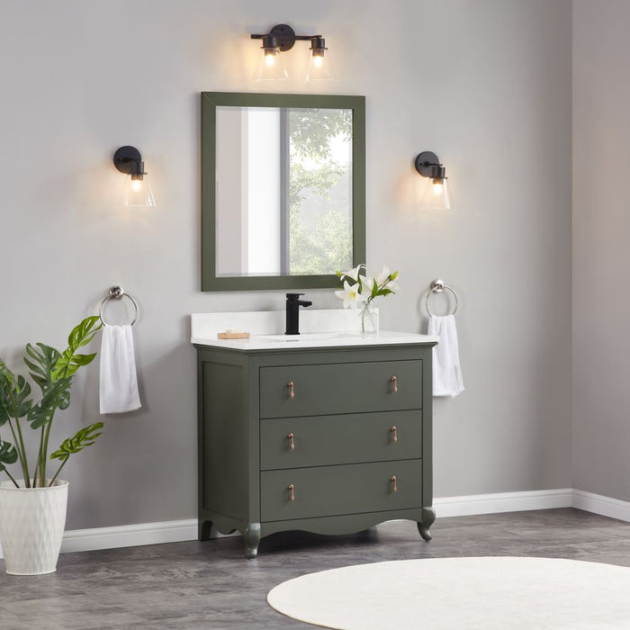 Fraizer 36" Green Wood Bathroom Vanity – Modern Design with Faux Stone Top