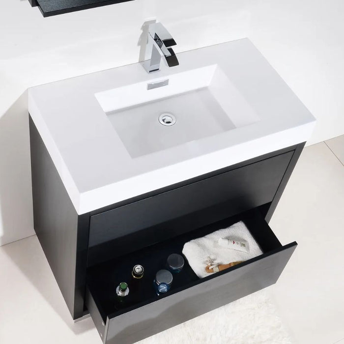 Ders 40" Black Wood Free Standing Bathroom Vanity – Modern Style with Integrated Sink