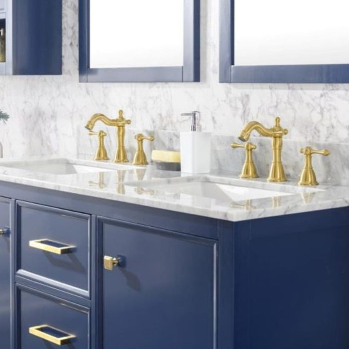 Gardner 54" Modern Double Sink Bathroom Vanity Pewter Green Finish Blue Stone Top with Storage Cabinet and Drawers