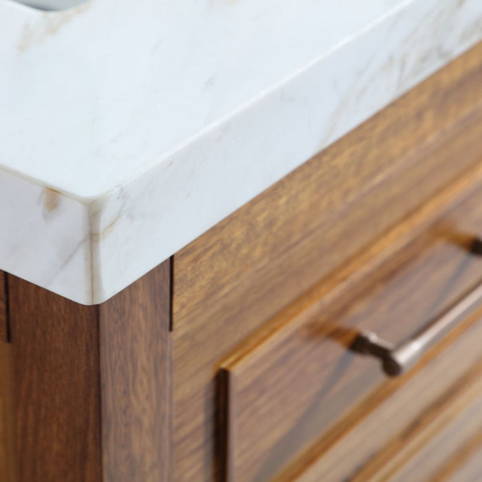 Marya Ebony Wood 60" Double Sink Bathroom Vanity – Modern Style with White Marble Top and Soft-Close Storage