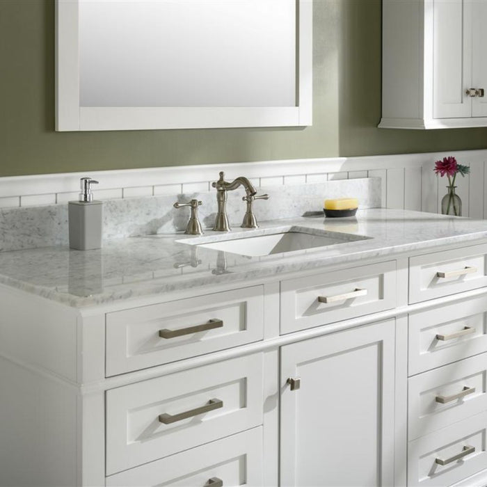 Lisen 60" Bathroom Vanity – White Cabinet with Marble Countertop