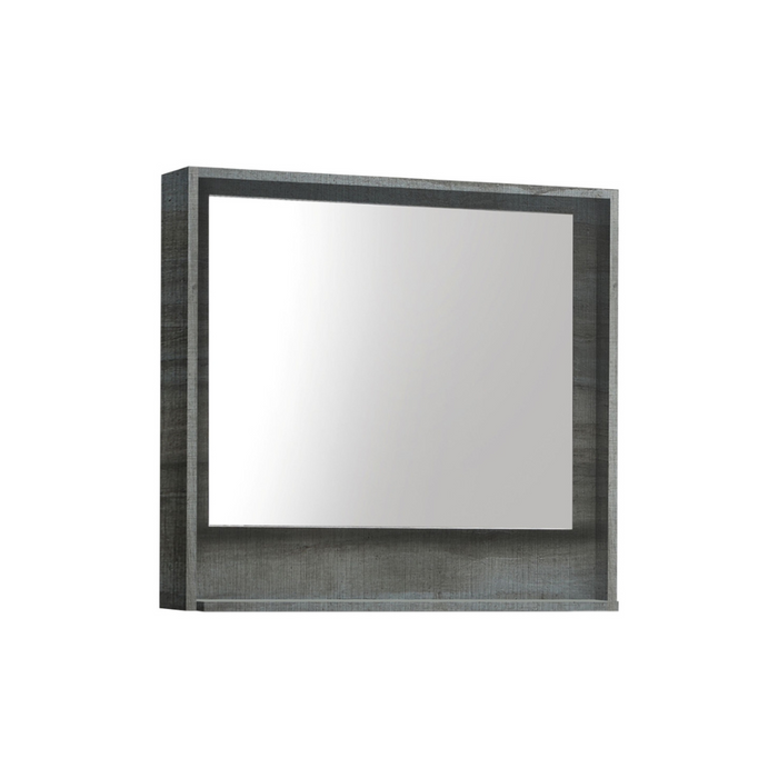Wilfred 30" Ocean Gray Bathroom Mirror with Bottom Shelf - Framed Vanity Mirror with Storage