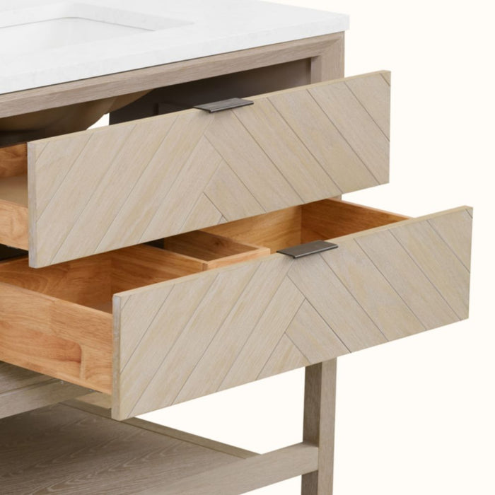 Dalini 36" Single Sink Vanity in Whitewashed Oak Finish – 1" Artificial Stone Countertop with Soft-Close Drawers