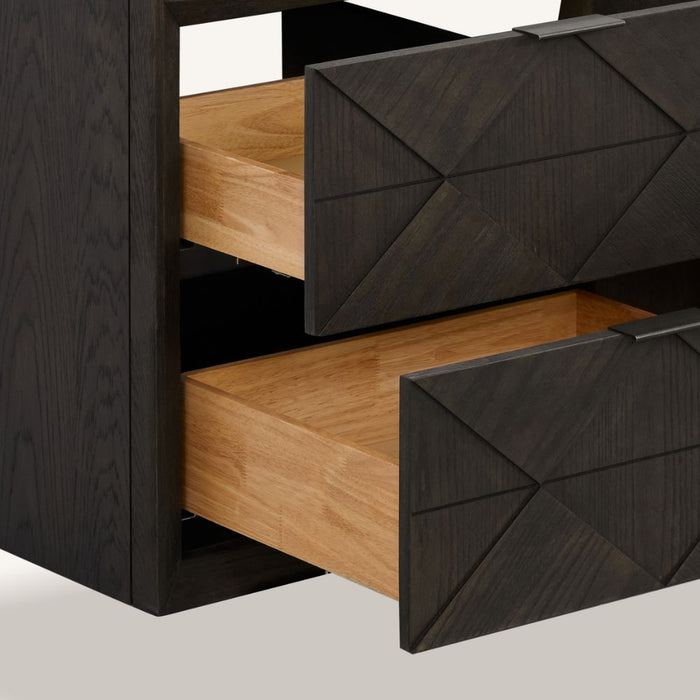 Latina 48" Brown Oak Free-Standing Bathroom Vanity – Single Sink with White Artificial Stone Top and 4 Drawers