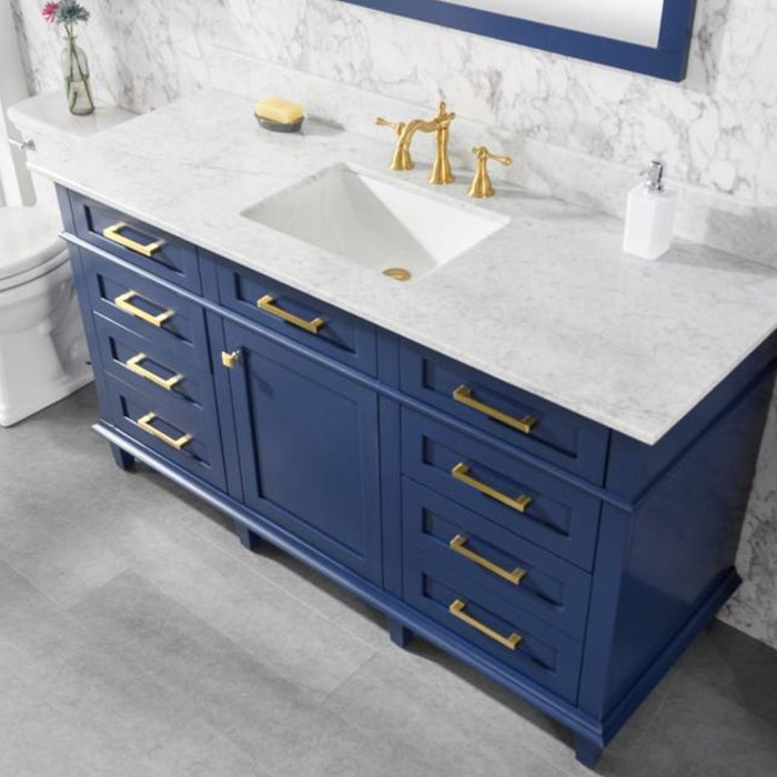 Elizabeth 60" Blue Bathroom Vanity – Carrara Top, Single Sink