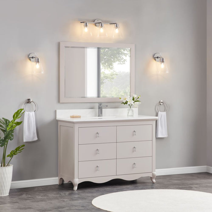 Adalwin 48" Dreamy White Solid Wood Bathroom Vanity - 6 Dovetail Drawers & Artificial Stone Top