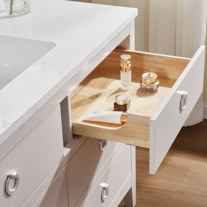 Winda 48" White Bathroom Sink Vanity – Solid Wood Base & Artificial Stone Counter