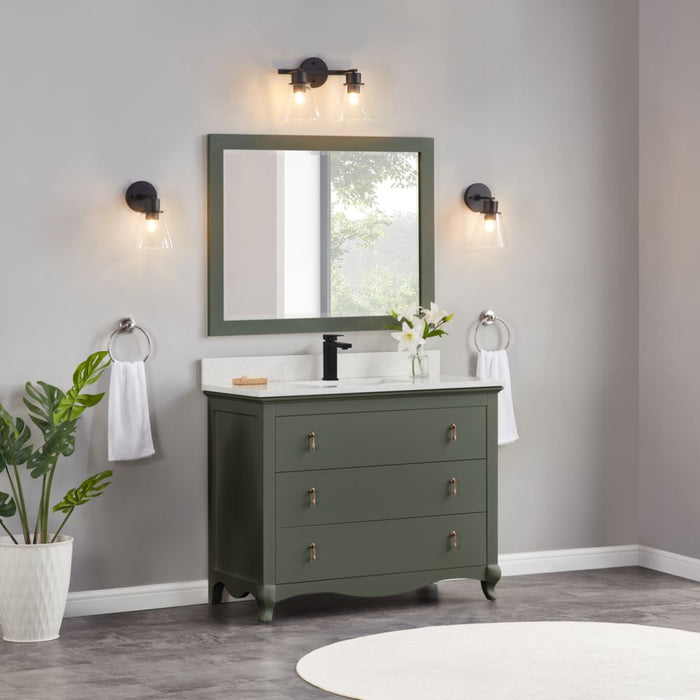 42" Pewter Green Solid Wood Bathroom Vanity with Artificial Stone Top