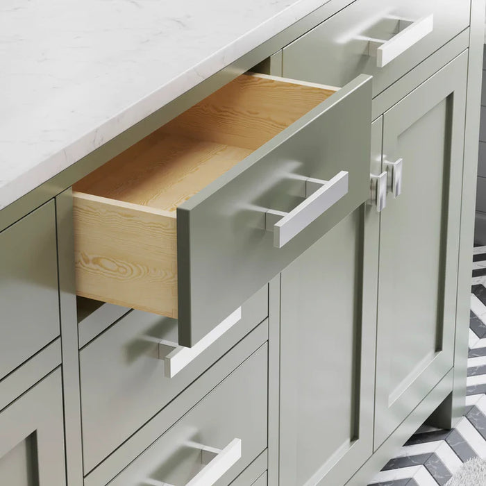 72-Inch Marina Double Sink Glacial Green Bathroom Vanity with Carrara Marble Top