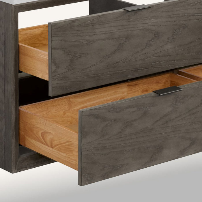 Iria 60" Grey Oak White Stone Bathroom Vanity – Modern Style with 3-Hole Faucet Mount