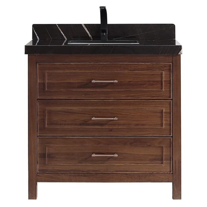 36" Acheta Sink Vanity Dark Finish With Wk-36 Top 2" Thick White Natural Top