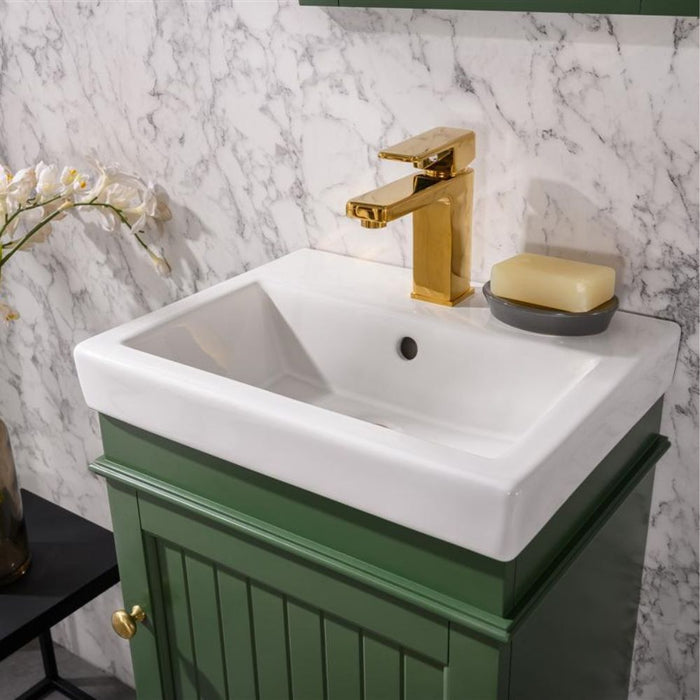 Bellamy 18" Green White Ceramic Sink Vanity – Compact Single Faucet Hole Design