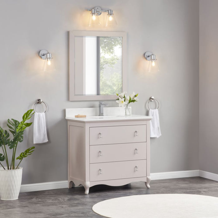 Baretta 36" Dreamy Solid Wood Bathroom Vanity in White – Contemporary Style with Stone Countertop