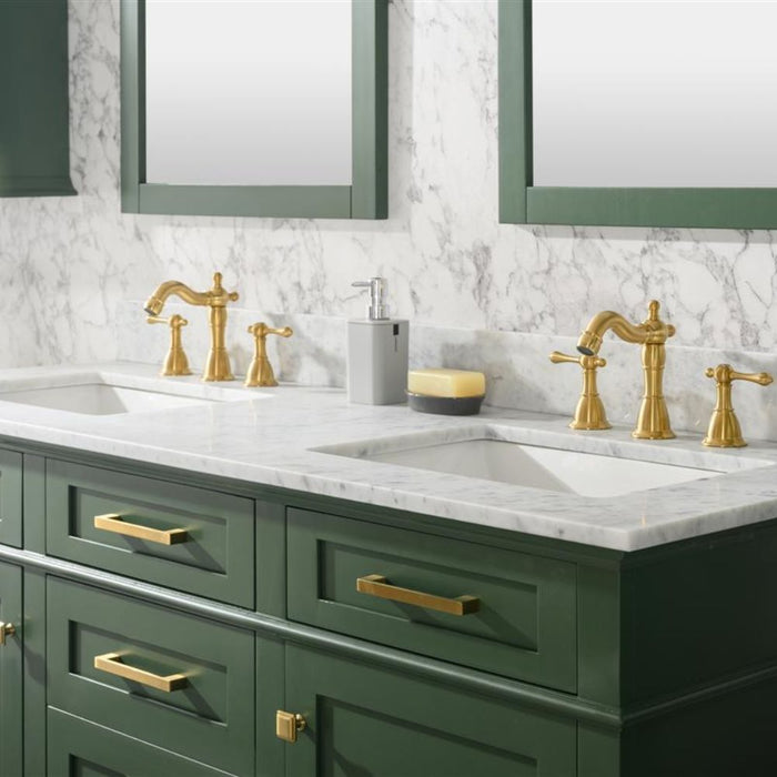 60" Caramay Green Double Vanity – Marble Top, Modern Bathroom Style