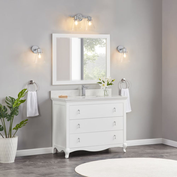 Warwick 42" White Bathroom Vanity - Solid Wood Construction with 1" Artificial Stone Top & 3 Dovetail Drawers