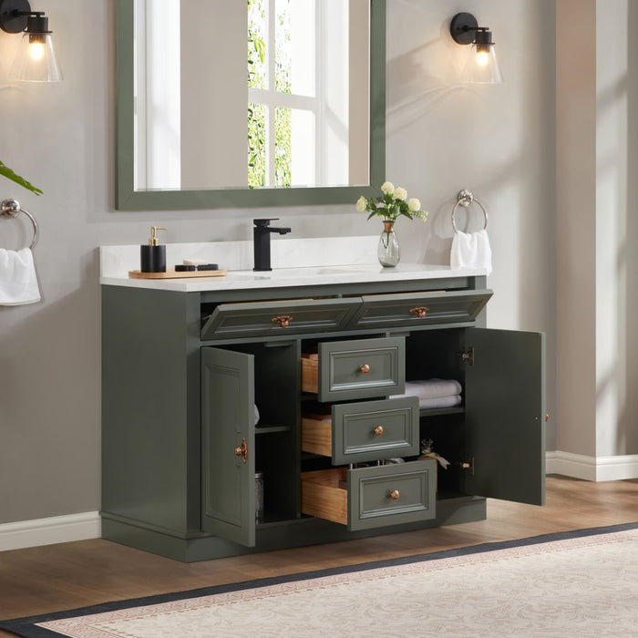 48" Jonesy Pewter Green Single Sink Wood Vanity - Undermount Basin & Artificial Stone Top
