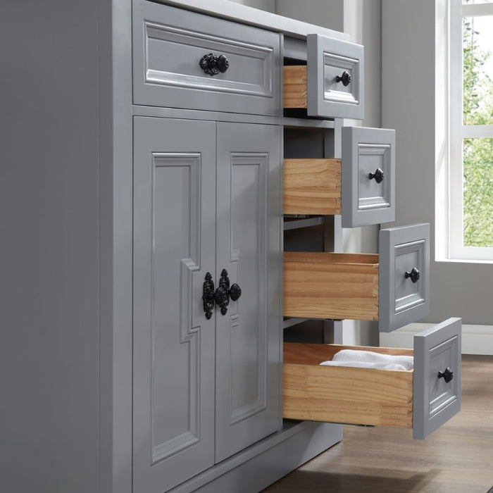 Lahiri 36" Cadet Finish Wood Bathroom Vanity - Single Sink with 4 Soft-Close Drawers & Stone Top